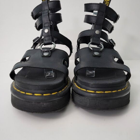 DR MARTENS Adaira Gladiator Sandals Womens 9 Platform Black Leather Buckle - Picture 3 of 11